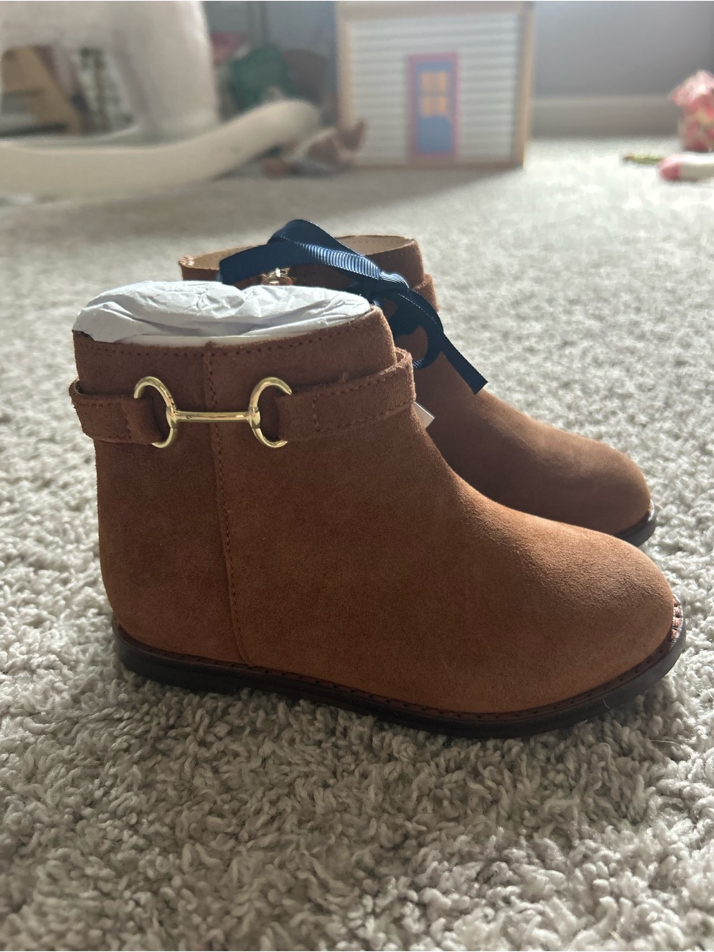 NWT Toddler Girls Brown Suede Ankle Booties Janie and Jack